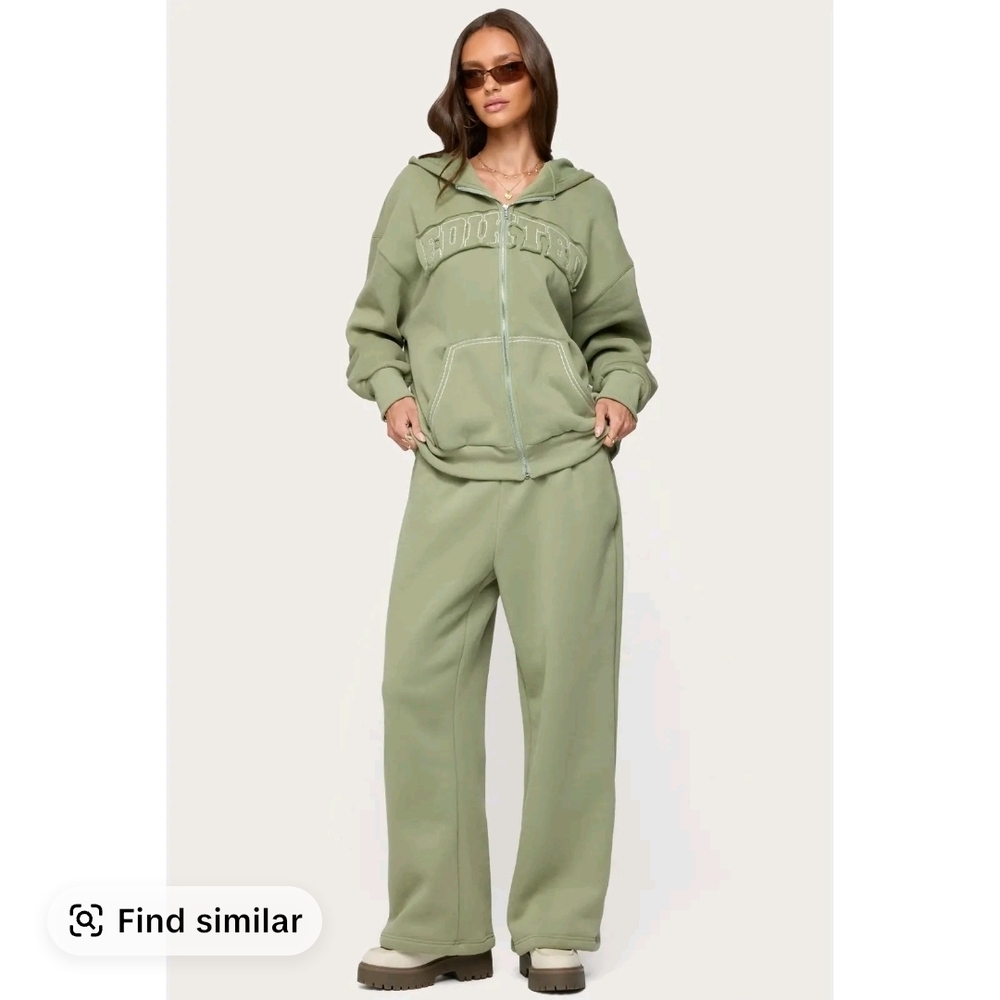 Edikted Olive Green Hoodie and Joggers Set